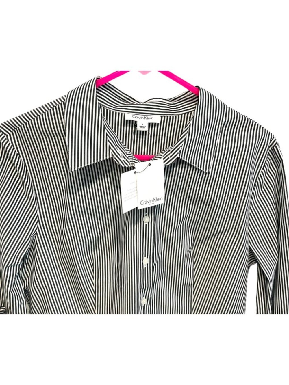 Calvin Klein Women's Size Small Button Up Collared Striped Shirt - NEW with Tags - Picture 4 of 6